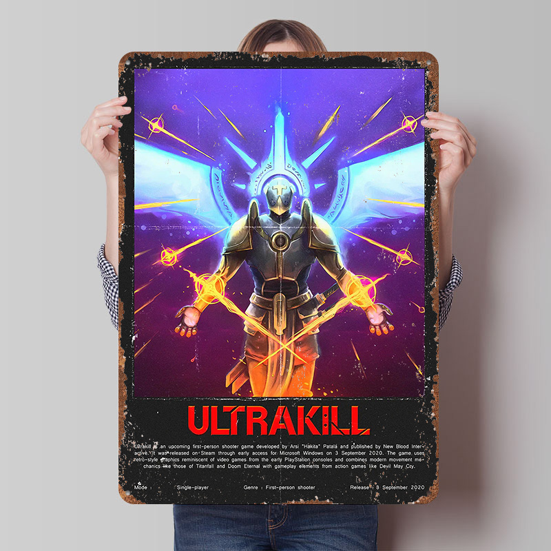Gaming Accessories Europe - Poster Logam Game Ultrakill, Seni Dinding
