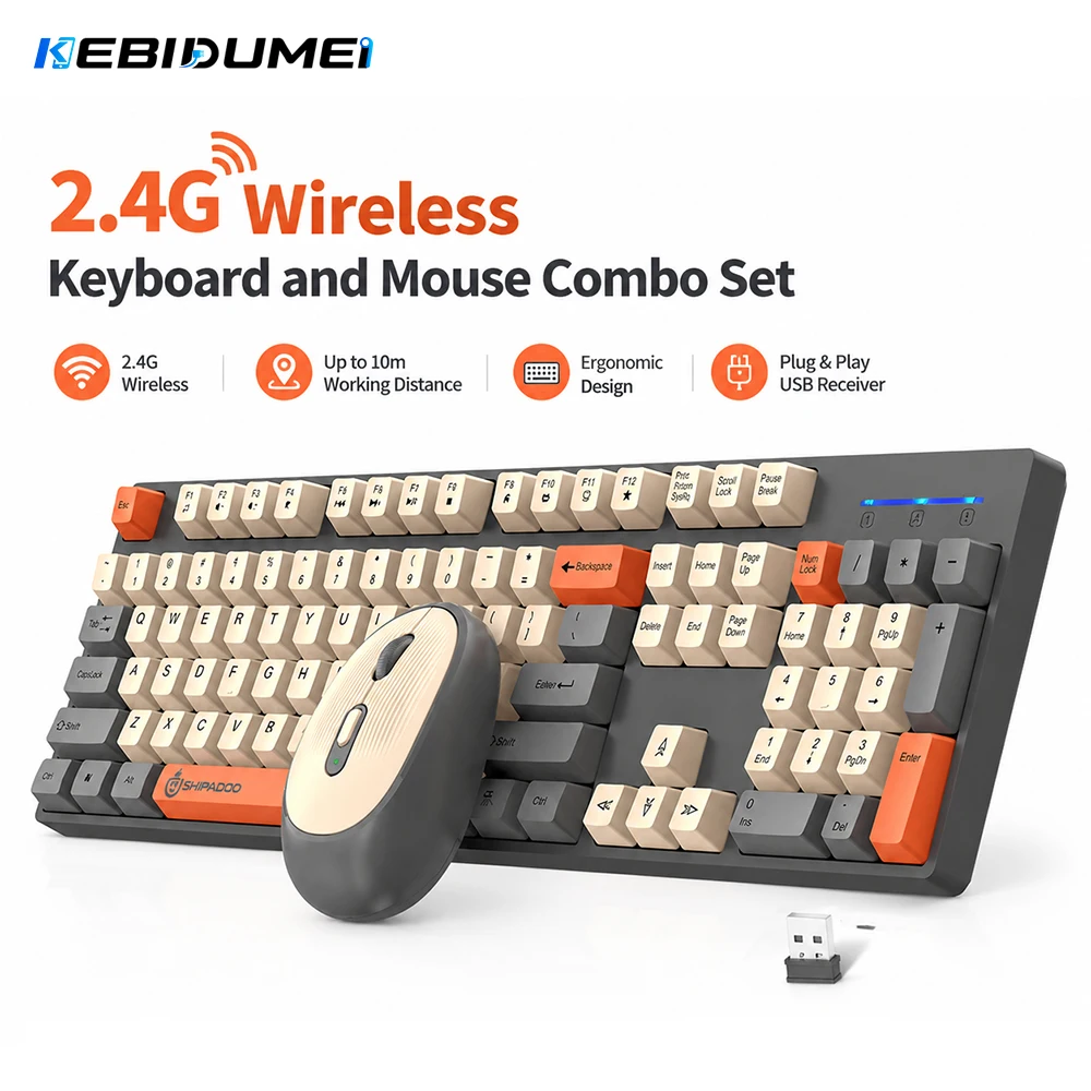 Gaming Accessories Combo - KEBIDUMEI Set Keyboard dan Mouse Nirkabel