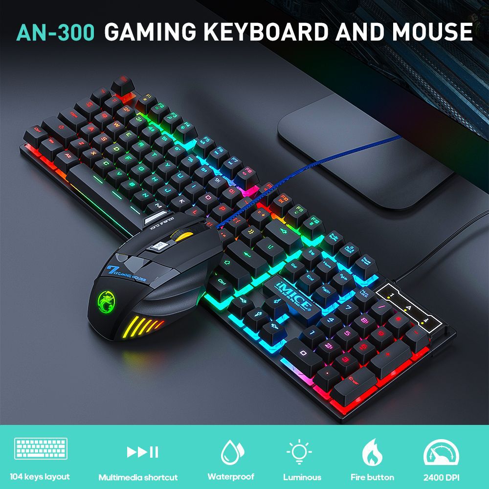 Gaming Accessories Combo - Set Keyboard Gaming Berkabel Tahan Air