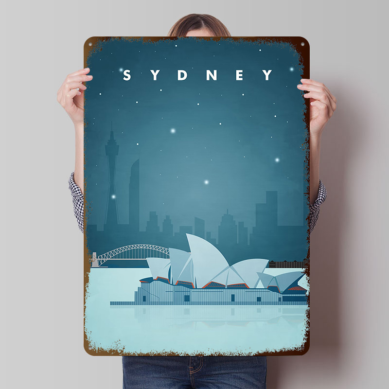 Gaming Accessories Europe - Poster Perjalanan Sydney, Papan Logam Vintage