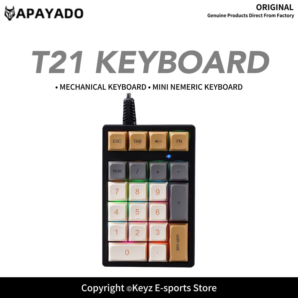 T21 Mini Number Keypad RGB Bac - Keyboard Numpad Separate ulasan dan harga