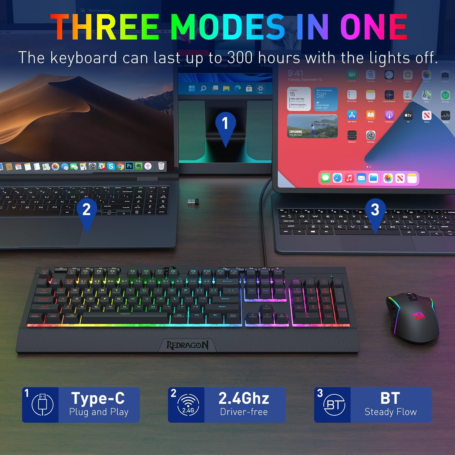 Redragon S151 PRO 3-Mode Keybo - Gaming Accessories Combo ulasan dan harga